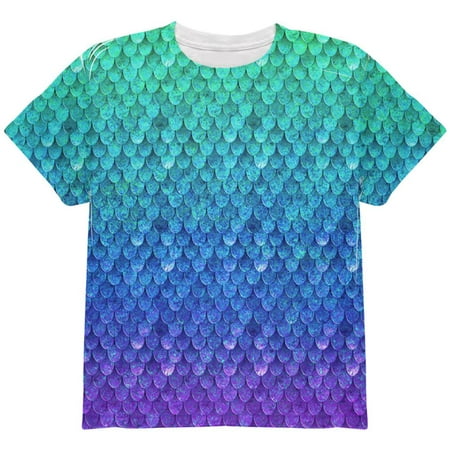 Halloween Mermaid Scales Costume All Over Youth T Shirt