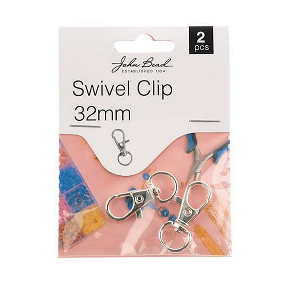 John Bead Must Have Findings Metal Silver 32mm Swivel Clip, 2 Pieces