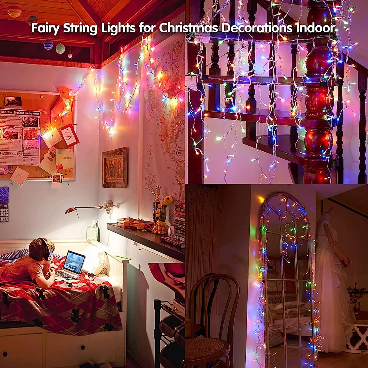 Zizin 32.8FT 300LED Christmas Lights Outdoor Decorations