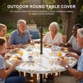 thumbnail image 3 of Round Outdoor Tablecloth with Umbrella Hole and Zipper, Orange Palm Tree Tablecloth with Elastic Waterproof, Tropical Summer Botanical Forest Modern Patio Table Covers for 55" - 60" Pool Tables, 3 of 9