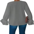 thumbnail image 3 of CNKOO Women‘s V Neck Ruffled Long Flared Sleeve Blouses Casual Loose Tops Sizes S-2XL, 3 of 8
