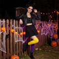 thumbnail image 6 of Halloween Thigh High Socks for Women Over Knee Socks Long Color Block Stockings (K), 6 of 7