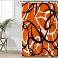 thumbnail image 4 of Shower Curtain, Abstraction Distortion Lines Art Waterproof Shower Curtain Set with Hooks for Bathroom Showers,Stalls and Bathtubs,72x84In Black Orange White, 4 of 9