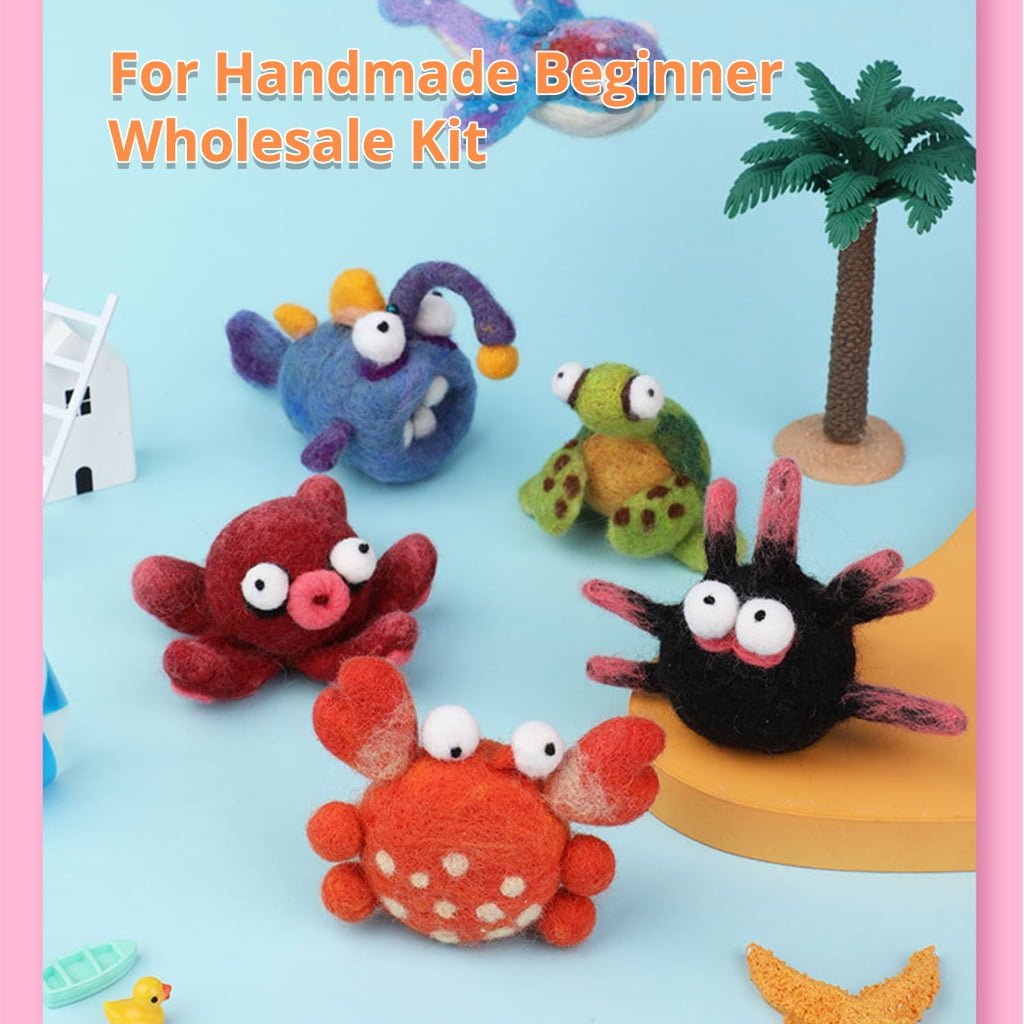 JZROCKER Sea Needle Felting Set Sea Creature Wool Felted Set with Felting Needle Instruction Wool Roving for Beginner