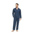 thumbnail image 5 of EA'S SECRET Mens Pajamas Set 100% Cotton Sleepwear Button Down Pajamas for Men Long Sleeve Lounge Pjs with Pockets & Fly(Heather Navy,S), 5 of 9