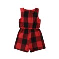 thumbnail image 1 of ITFABS Mommy and Me Matching Playsuit, Plaid Buttons Short Wide-Leg Playsuit, 1 of 7