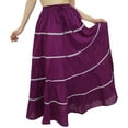 thumbnail image 2 of Bimba Women's Long Plum Flared Cotton Skirt Elastic Waist Wear Clothing -S, 2 of 9