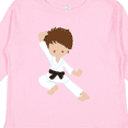 thumbnail image 4 of Inktastic Cute Boy, Brown Hair, Black Belt, Karate Pose Boys Long Sleeve Toddler T-Shirt, 4 of 5