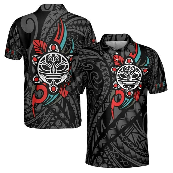 Custom Name Puerto Rico Puerto Rican Sun Taino Tribal Pattern Men's Polo Shirt S-5XL