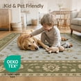 thumbnail image 4 of ODIKA 8'x10' Washable Area Rug Durable, Non-Slip Green Beige Sage Floral Medallion Elegant Botanical Motif with Ornate Border for Living Room, Under Sectional, Family, 4 of 7