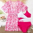 thumbnail image 2 of Girls Swimsuits Size 10-12 Swimsuits Prints Bikini Bathing Suit Briefs Girls Bikini Beach Swimwear 3 Piece Set UPF 50+ Summer Beach Swimwear,8-9 Years, 2 of 5