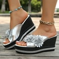 thumbnail image 4 of Viluyesy Women's Wedge Sandals, Trendy Floral Slip-On Peep Open Summer 2025 Comfortable Shoes Silver 9.5, 4 of 9