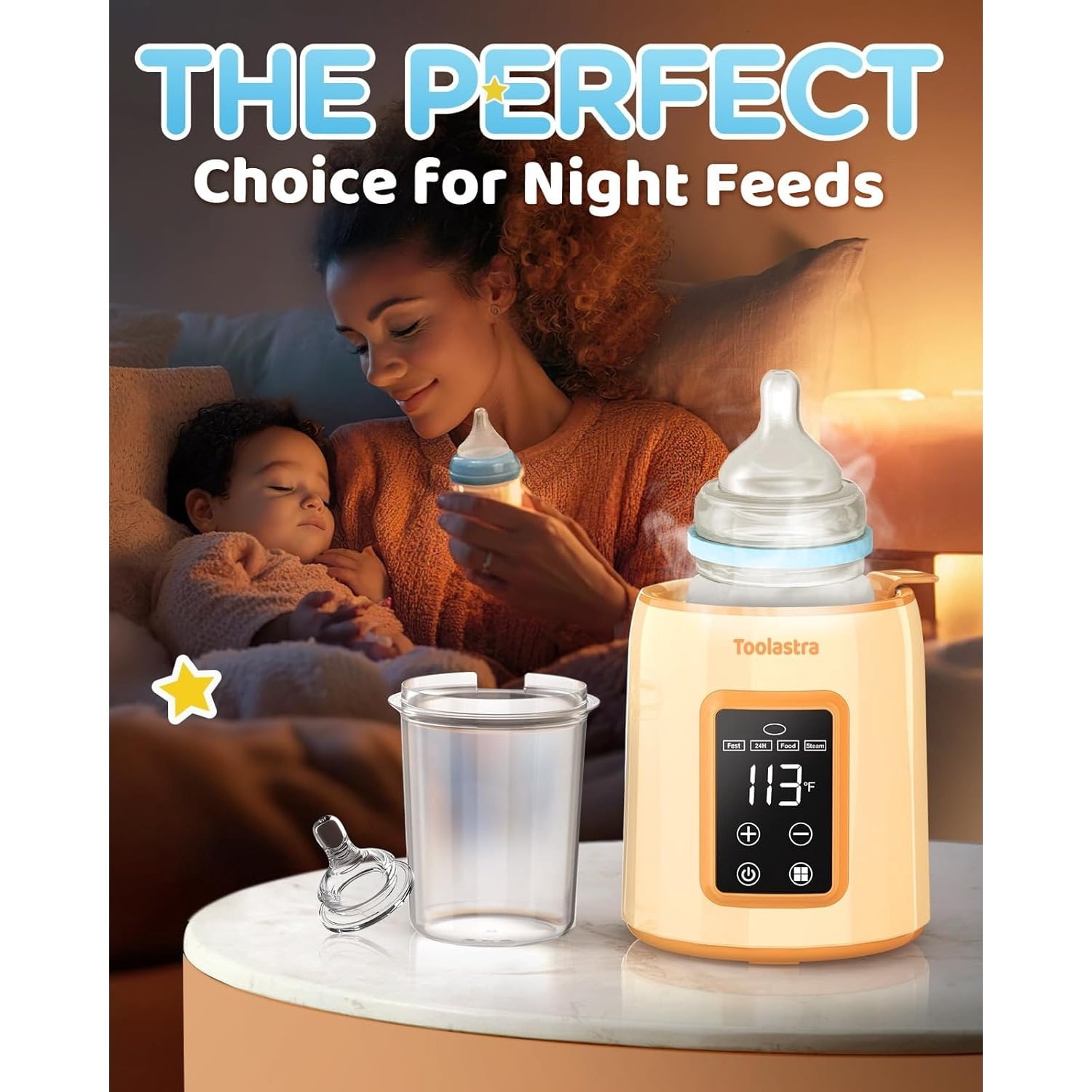 Hattyroom Bottle Warmer for Breastmilk & All Bottles - Fast 3-Min Heating, Precise Temp Control, Auto Shut-Off, BPA-Free, Portable Dual Bottle Warmer for Formula & Baby Food