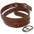 thumbnail image 3 of Snap on Oval Riveted Nailheads Studded Skinny Leather Jean Belt, 3 of 4