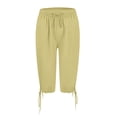 thumbnail image 6 of MDUKONU Women's Vintage Linen Shorts Natural Fabric Classic Fit Fade Resistant Yellow M, 6 of 7