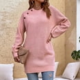 thumbnail image 4 of Fesfesfes Women Sweater Fall Winter Solid Color Button Crew Neck Sweater Long Sleeve Pocket Dress Sale Tops on Clearance, 4 of 7