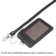 thumbnail image 4 of Uxcell Vertical PU Leather 5 Card Slots ID Badge Holder Zipper Wallet with PU Lanyard and Key Ring, Black, 4 of 6