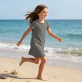 thumbnail image 6 of Grblisyd Girls Dress Crew Neck Short Sleeve Casual Dress Kids Summer Solid Color Loose Midi Dress with Pockets, 6 of 6