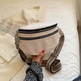 thumbnail image 4 of Bolso de pecho con múltiples bolsillos Bolso de sillín cruzado sólido de cuero para mujer (Blanco), 4 of 9
