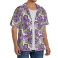 thumbnail image 2 of Kdxio Men's Hawaiian Shirt for Men Short Sleeve Shirt Violets Flowers Summer Casual Holiday Beach Button Down T-Shirts, 2 of 7
