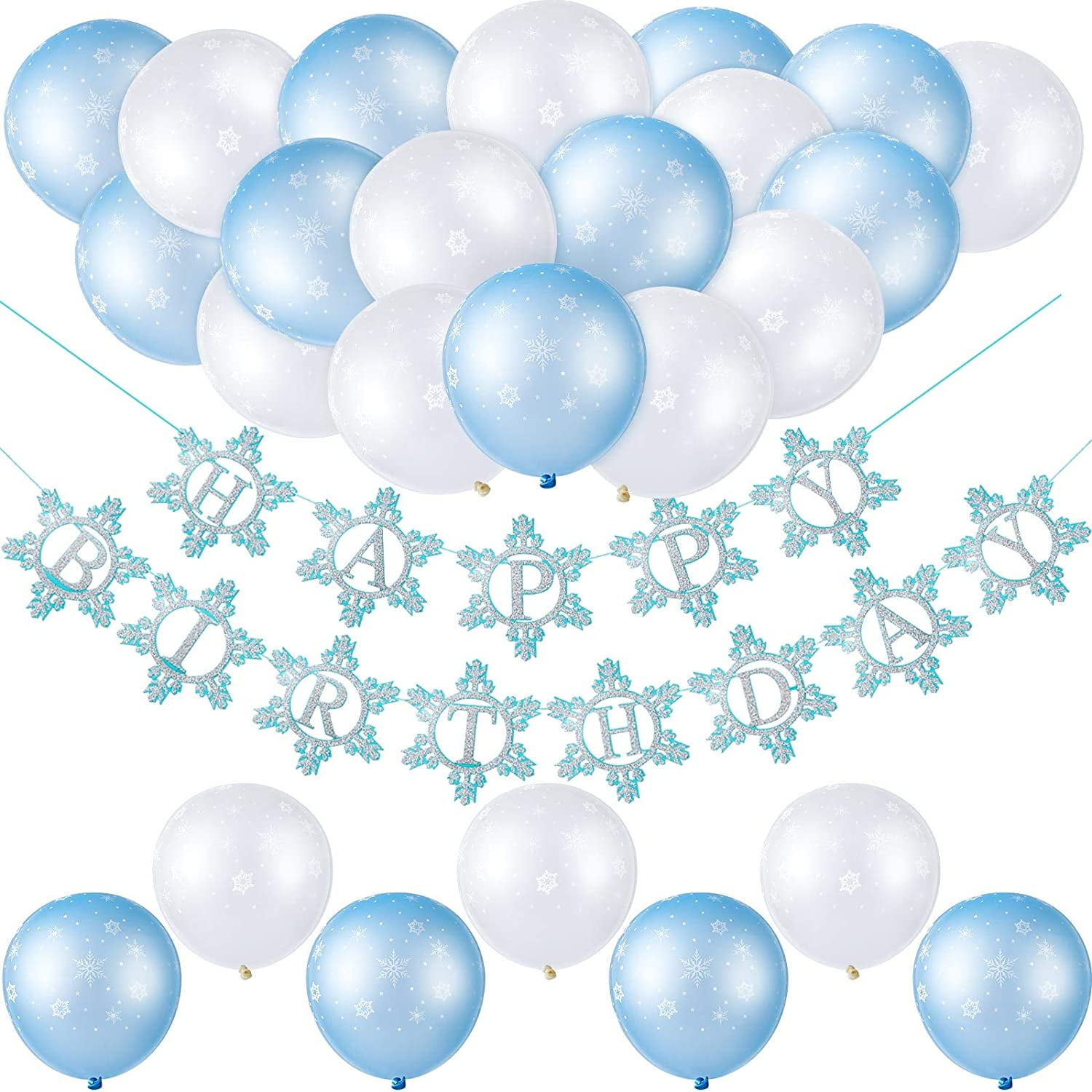 32 Pieces Snowflake Birthday Decorations Include 2 Pieces Snowflake
