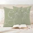 thumbnail image 3 of Sage Green Outdoor Waterproof Pillow Covers, Minimalist Abstract Modern White Art Decorative Square Throw Pillowcase Sofa Cushion Sham for Patio/Couch/Chair, 16"x16" 2 Pack, 3 of 8