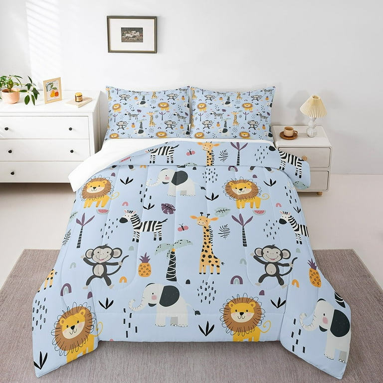 Safari Animals Comforter Full Size for Teenage Jungle Animal