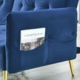 thumbnail image 5 of 78" Loveseat Sofa, Velvet Futon Sofa Bed with Folded Armrests and Storage Bags, Convertible Sleeper Couch  for  Small Space, Apartment, Dorm, Office, Navy, 5 of 7