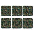 thumbnail image 2 of Pofeuu Hawaiian Tribal Mask Print Leather Coasters Set of 6, Round Cups Mugs Mat Pad for Home Kitchen Heat Resistant Drink Coasters,Square, 2 of 7