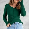 thumbnail image 5 of YDFCWXW Long Sleeve Shirts for Women 2025 Fall Henley Top Slim Fit Ribbed Knit Cute Basic Tee Button Up Thermal Tunic Tops (Green, S), 5 of 6