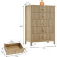 thumbnail image 2 of EastVita Fluted Dresser for Bedroom 43 Tall Storage Organizer Cabinet Living Room Hallway Entryway Natural, 2 of 7
