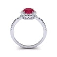 thumbnail image 3 of SuperJeweler 1 1/2 Carat Oval Shape Created Ruby and Halo Diamond Ring In Sterling Silver For Women, 3 of 6