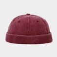 thumbnail image 1 of Bonnet Docker Lavé en Gros Sans Visière Couleur Unie Style Rétro Vintage Rue Printemps Automne Extérieur Rouge Vin Taille Unique, 1 of 6