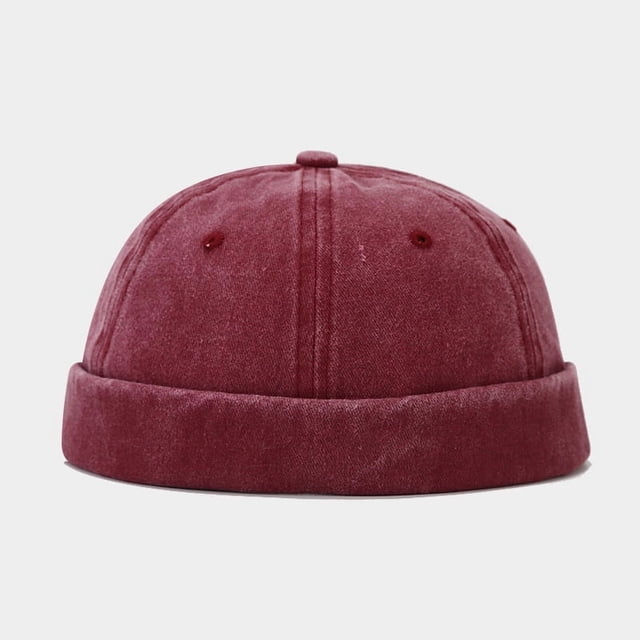 Bonnet Docker Lavé en Gros Sans Visière Couleur Unie Style Rétro Vintage Rue Printemps Automne Extérieur Rouge Vin Taille Unique
