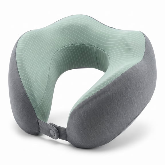 Reifier Memory Foam Travel Neck Pillow with Breathable Washable Cover, Green & Gray