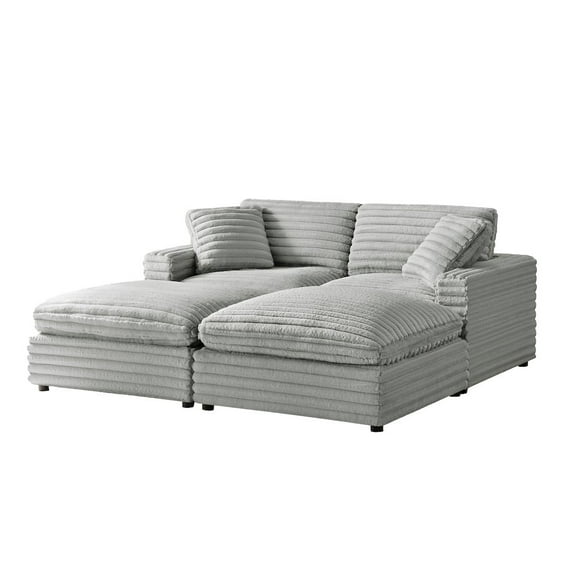 Comfort Pointe Julia 4-piece Chofa Sectional in Plush Gray Cord-like Fabric