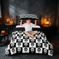 thumbnail image 3 of Homewish Ghost Face Checkered Twin Duvet Cover, Halloween Spooky Grid Twin Bedding, Black White, Black Reversible 2 Pieces, 1 Duvet Cover and 1 Pillowcase, 3 of 7