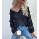 thumbnail image 5 of Blusa Manga Larga Costuras De Encaje Cuello En V Color Puro Tops Casuales De Moda para Mujer, 5 of 7