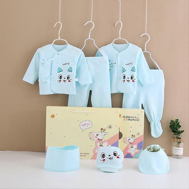 Baby Outfit Soft Cotton Long Sleeve Shirt Long Pants Bib Single Breasted Infants Clothing Set Blue 59cm / 23.23in
