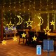 thumbnail image 1 of Luces de cortina solares 138 * LED, cadena de luces de Ramadán con luna y estrella con 8 modos de iluminación, colgante centelleante con energía Solar a prueba de agua, 1 of 5