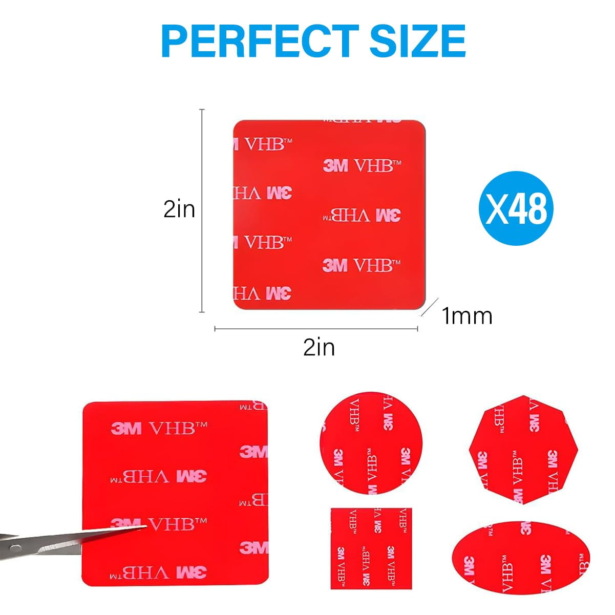 3M VHB Double Sided Tape, 48PCS Heavy Duty Mounting Foam Tape, 2in Round Multi-Purpose Power Adhesive Pad, Strong Sticky Pads for Crafts, Photos, Posters, Home & Office Use