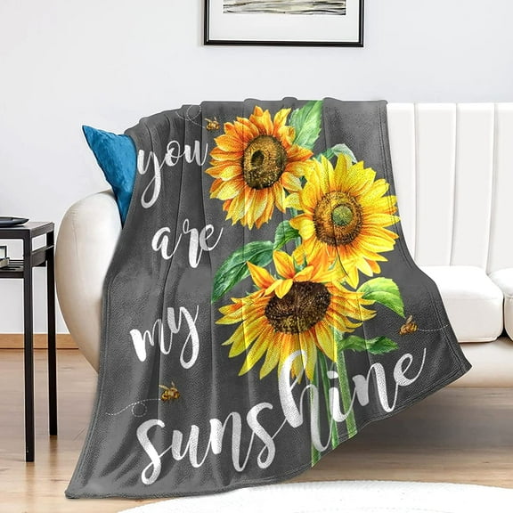 Sunflower Blanket Soft Flannel You are My Sunshine Throw Blanket Sunflower Gifts for Women Mom Daughter Wife 50"x40"