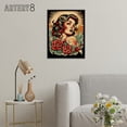 thumbnail image 3 of Rockabilly Pin Up Girl and Roses Tattoo Style Black Framed Canvas Art 12X16", 3 of 4