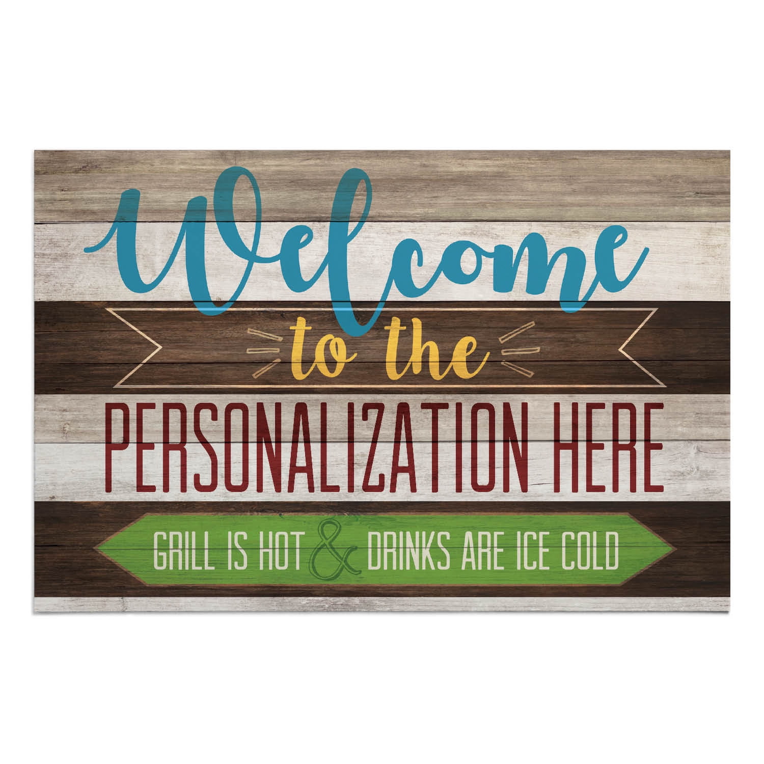 Hot Grill, Cold Drinks Personalized Doormat