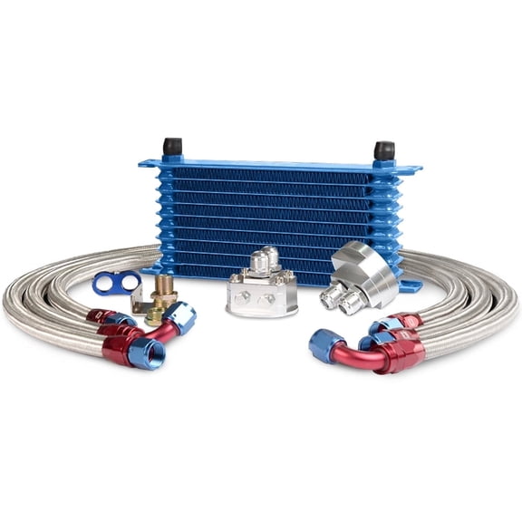 CROSSDESIGN Universal 10 Row AN10 Engine Transmission Oil Cooler Kit Oil Filter Relocation Kit