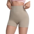 thumbnail image 2 of Seamless Leggings Shorts for Women High Waisted Butt-Lifting Rib-Knit Soft Yoga Workout Running Biker Shorts (XL, Khaki), 2 of 6