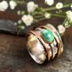 thumbnail image 4 of Xiao Hua Anillo de piedra natural estilo bohemio, anillo turquesa retro para mujer, accesorio de joyería de moda, 1 pieza, n.° 11, 4 of 5