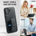 thumbnail image 3 of for iPhone 16 Phone Case, Vintage Magnetic Finger Hand Wrist Strap Kickstand Shockproof Protective PU Leather Thin Fit Anti-Scratch Cover Compatible with iPhone 16, Black, 3 of 6