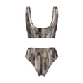 thumbnail image 6 of Rocae Wooden Texture for Bikini Set for Women Two Piece Sexy High Swimsuits Split Crossover Bikini Small, 6 of 9