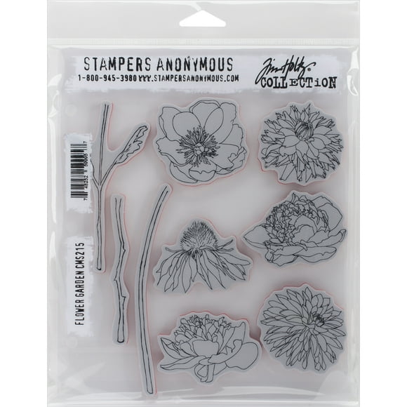 Tim Holtz Cling Stamps 7"X8.5"-Flower Garden -CMS-215